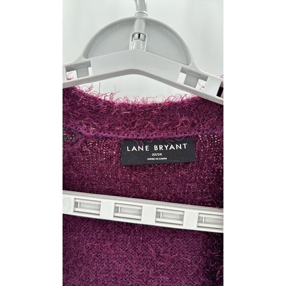 Lane Bryant Long-Sleeve Fair Isle Cardigan dark purple open front size 22/24 - Picture 4 of 9